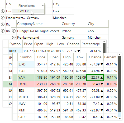 VirtualGrid for Telerik WinForms Sizing modes Screenshot