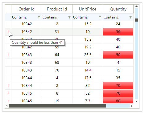 VirtualGrid for Telerik WinForms Validation Screenshot