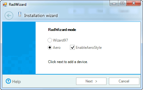UI for WinForms Wizard Aero