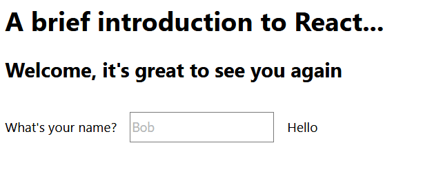 React example showing greeting with customized greeting
