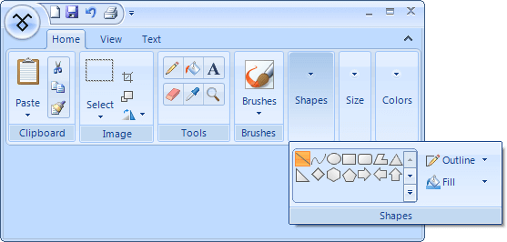 WinForms RibbonBar displaying Expanded item groups
