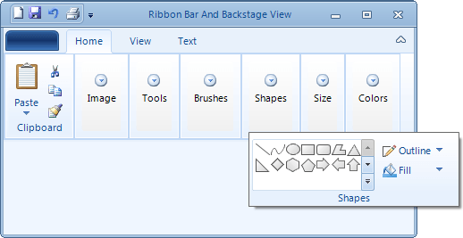 WinForms RibbonBar displaying Collapsed item groups