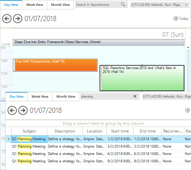 Telerik UI for WinForms Scheduler Quick Search Image