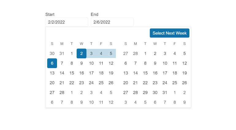 Telerik Blazor DateRangePicker  - Custom content with template