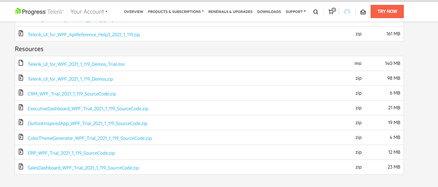 Telerik Trial Account