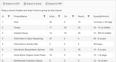 Telerik UI for Blazor DataGrid - Export to PDF 320x200