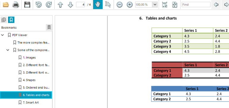 WinForms PDF Viewer control displaying Bookmarks