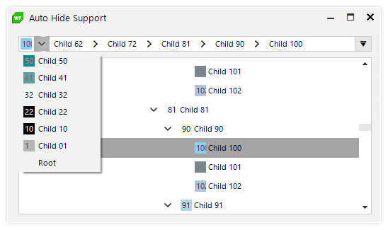 Telerik UI for WinForms Breadcrumb displaying Auto Hide Support