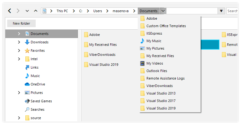 Telerik UI for WinForms displaying Breadcrumb control