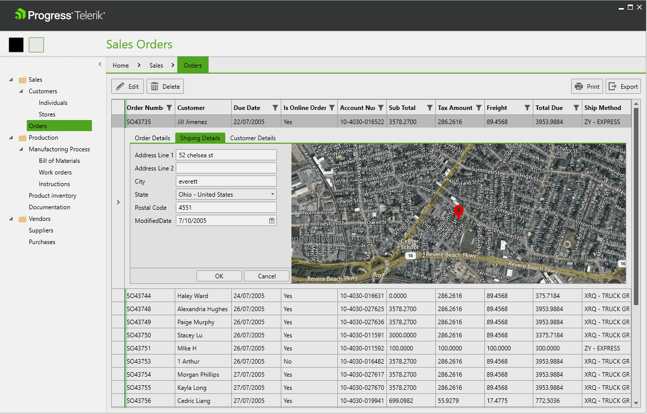 Telerik UI For WPF ERP Sample App
