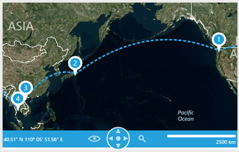WPF Map control displaying the WrapAround mode
