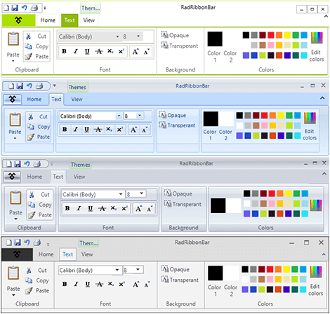 Telerik UI for WinForms TPF displaying Themes