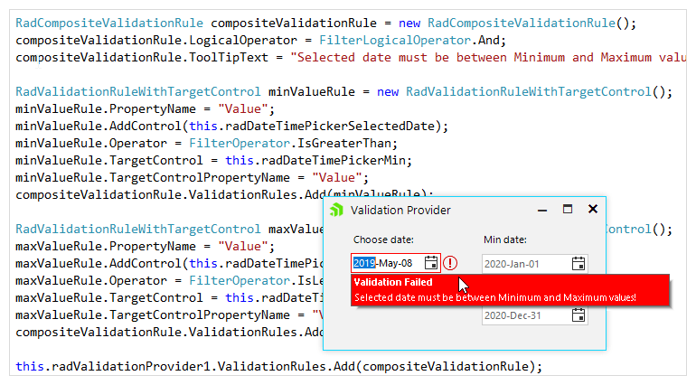 WinForms ValidationProvider control displaying Composite Validation Rule