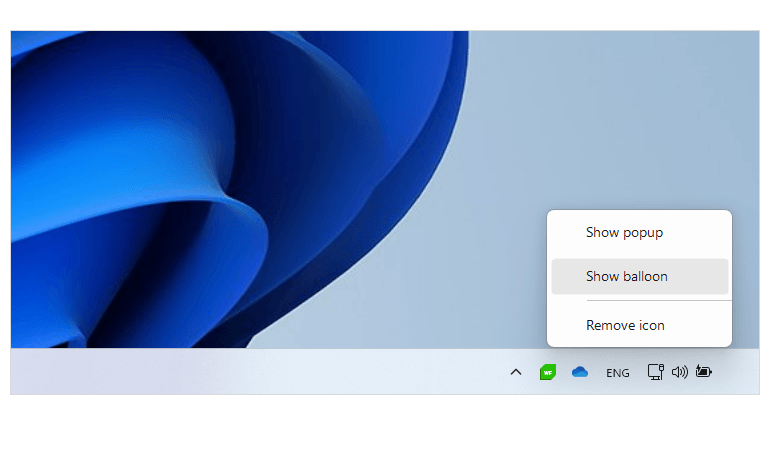 WinForms NotifyIcon showing a Context Menu