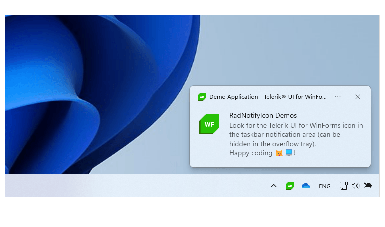 WinForms NotifyIcon showing a Popup