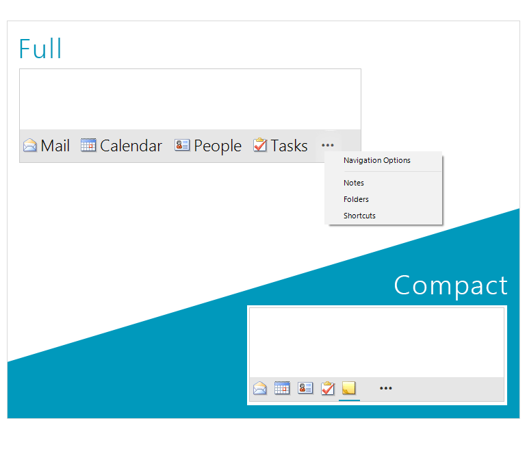 WinForms Office Navigation Bar control displaying View Modes