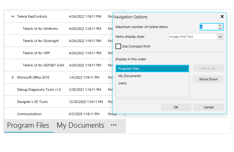 WinForms Office Navigation Bar Component