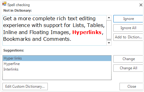 WinForms RichTextEditor control displaying SpellChecker