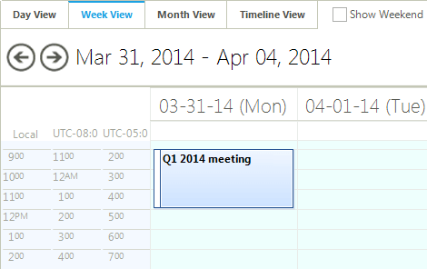 WinForms Scheduler control displaying Time Zones support