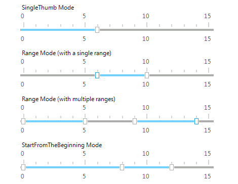 WinForms TrackBar control showcasing different sliders