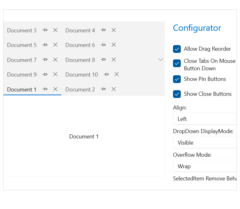 WinUI Tab Control - Layout