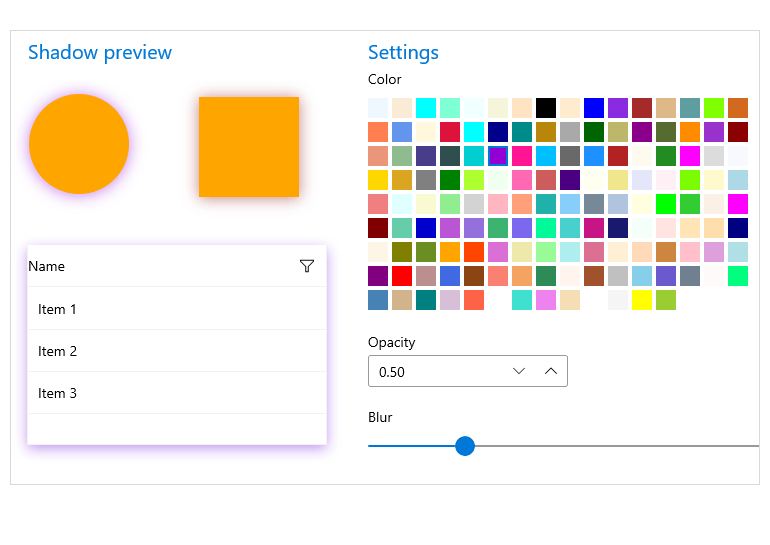 Telerik UI for WinUI Setting Shadow Color